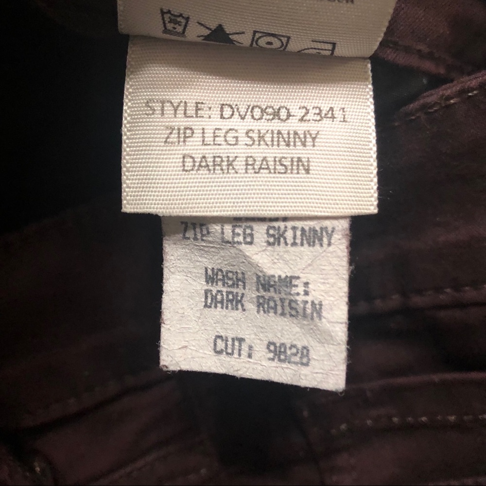 Vince Dark Raisin Zip Leg Skinny Jeans 0574 - Picture 3 of 11